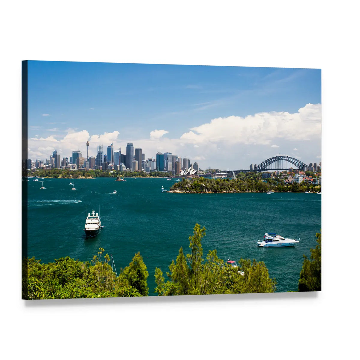 Sydney Skyline from Taronga Zoo Canvas Wall Art, single panel gallery wrapped canvas, angled product view