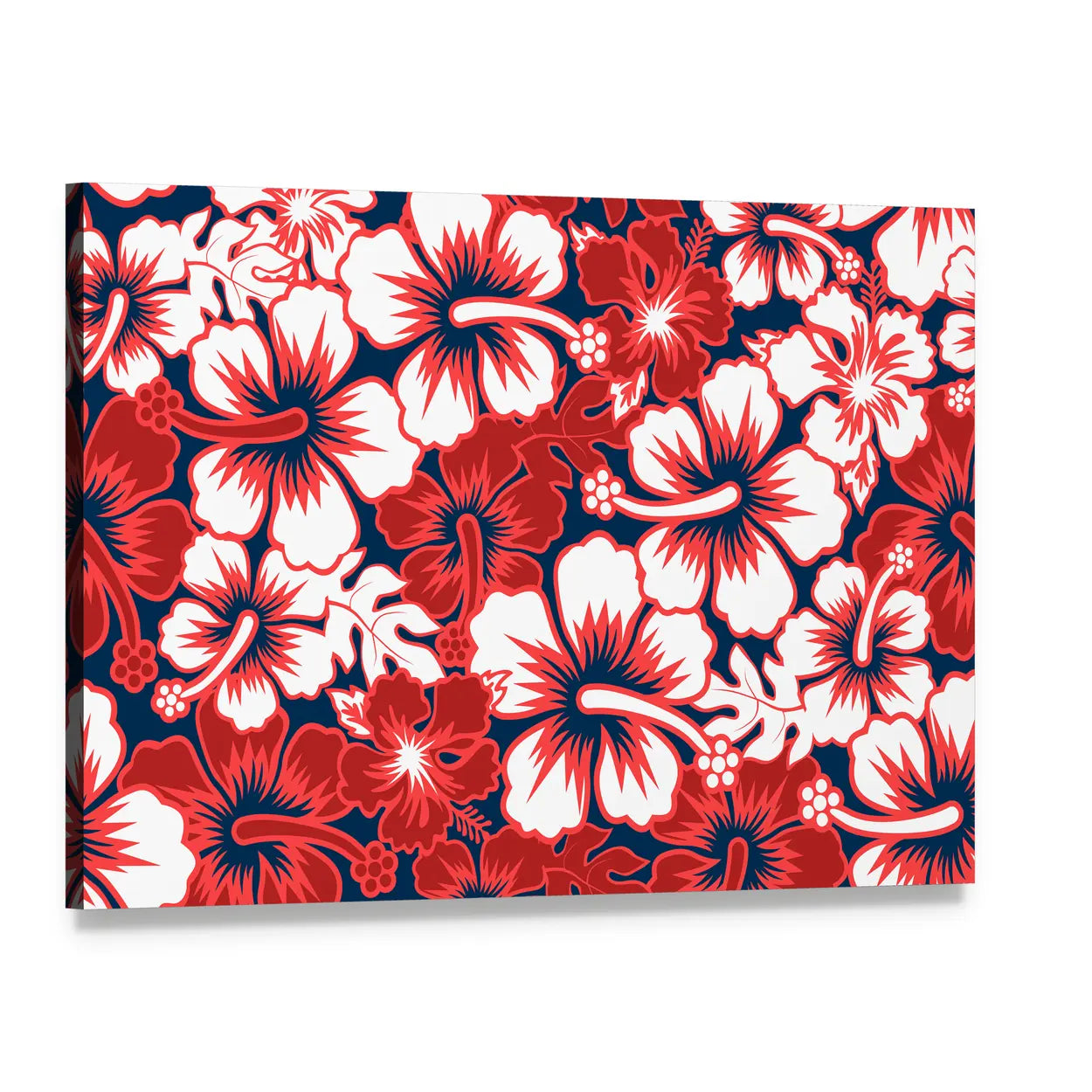 Hibiscus Surf Floral Pattern Canvas Wall Art, single panel gallery wrapped canvas, angled product view