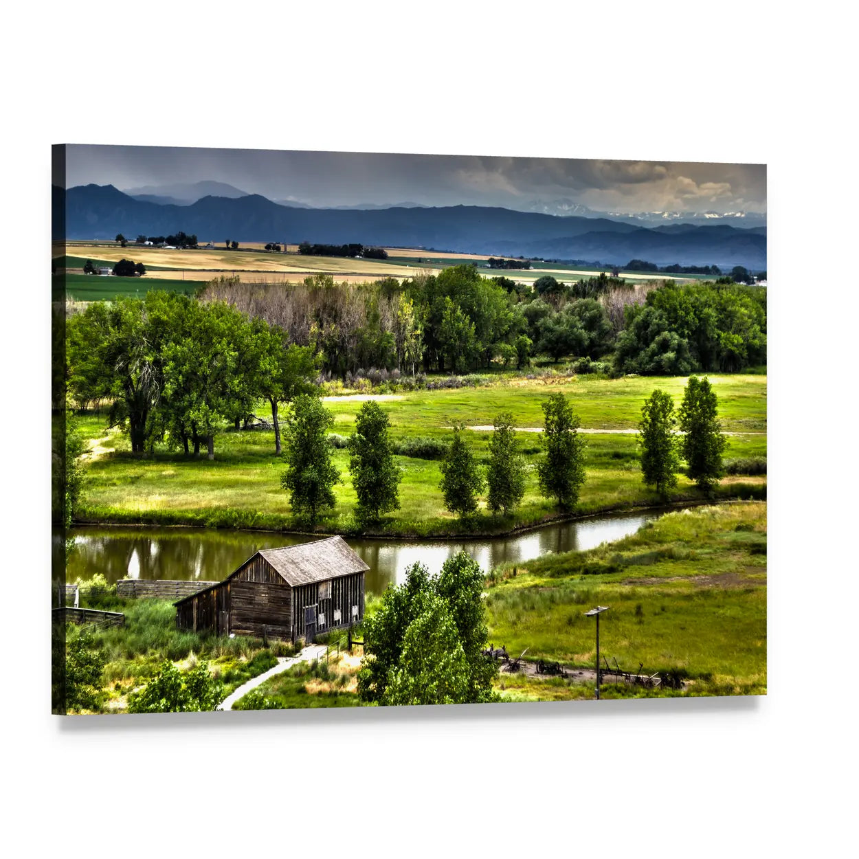 Historic Family Homestead Canvas Wall Art, single panel gallery wrapped canvas, angled product view