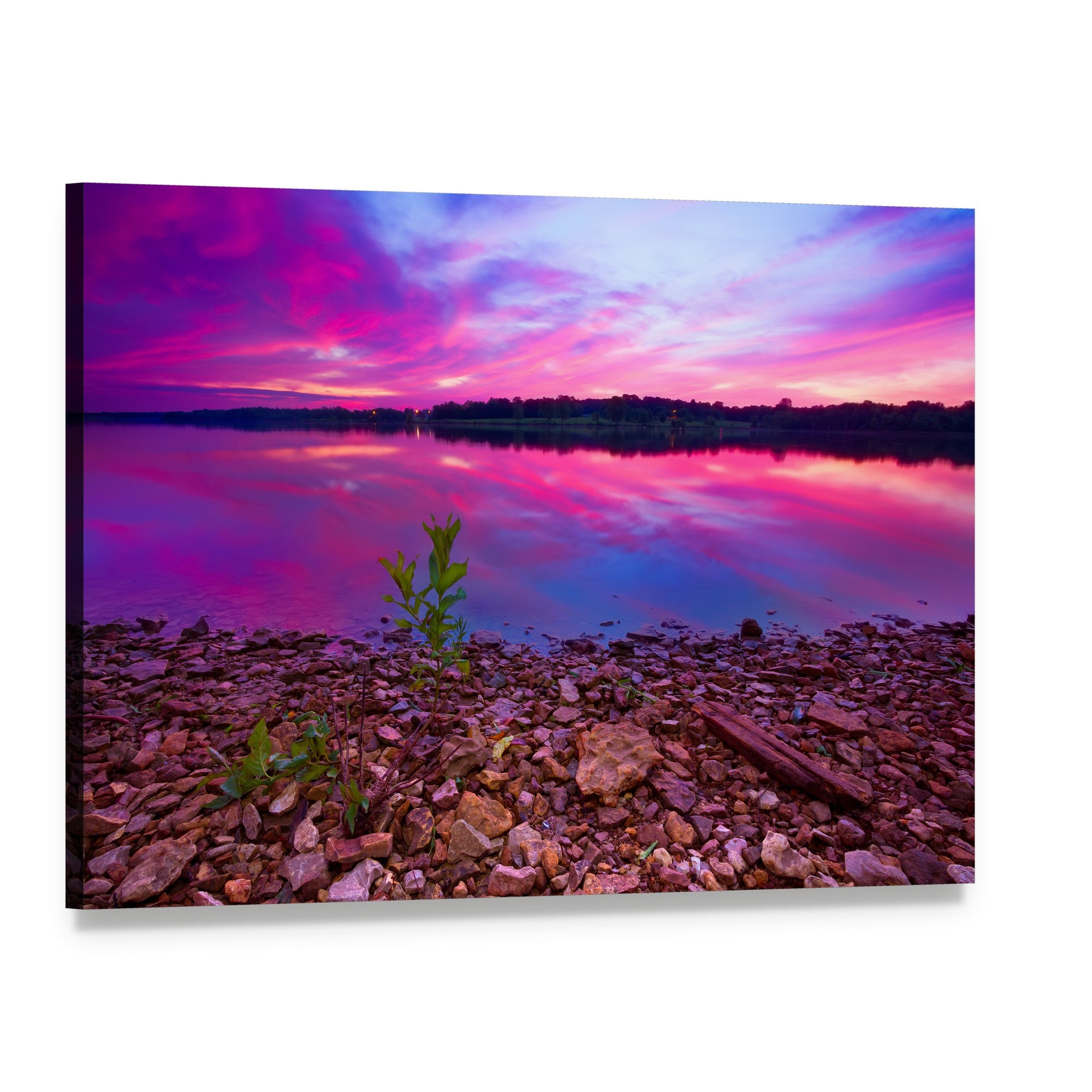 Longview Lake at Dawn Canvas Wall Art, single panel gallery wrapped canvas, angled product view