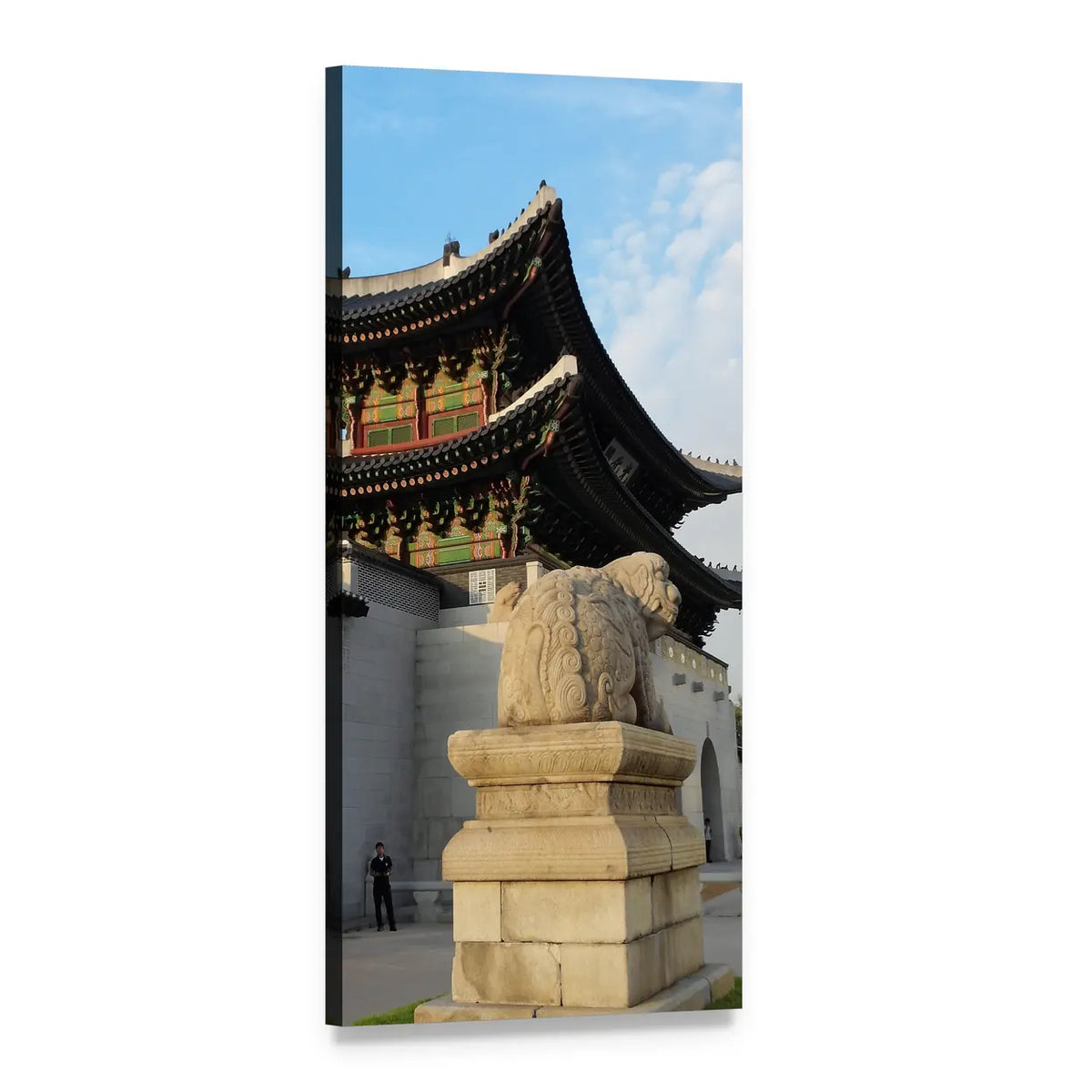 Gyeongbok Palace Gate, Seoul Vertical Canvas Wall Art, 1 panel 1 Vertical layout gallery wrapped canvas set, angled product view