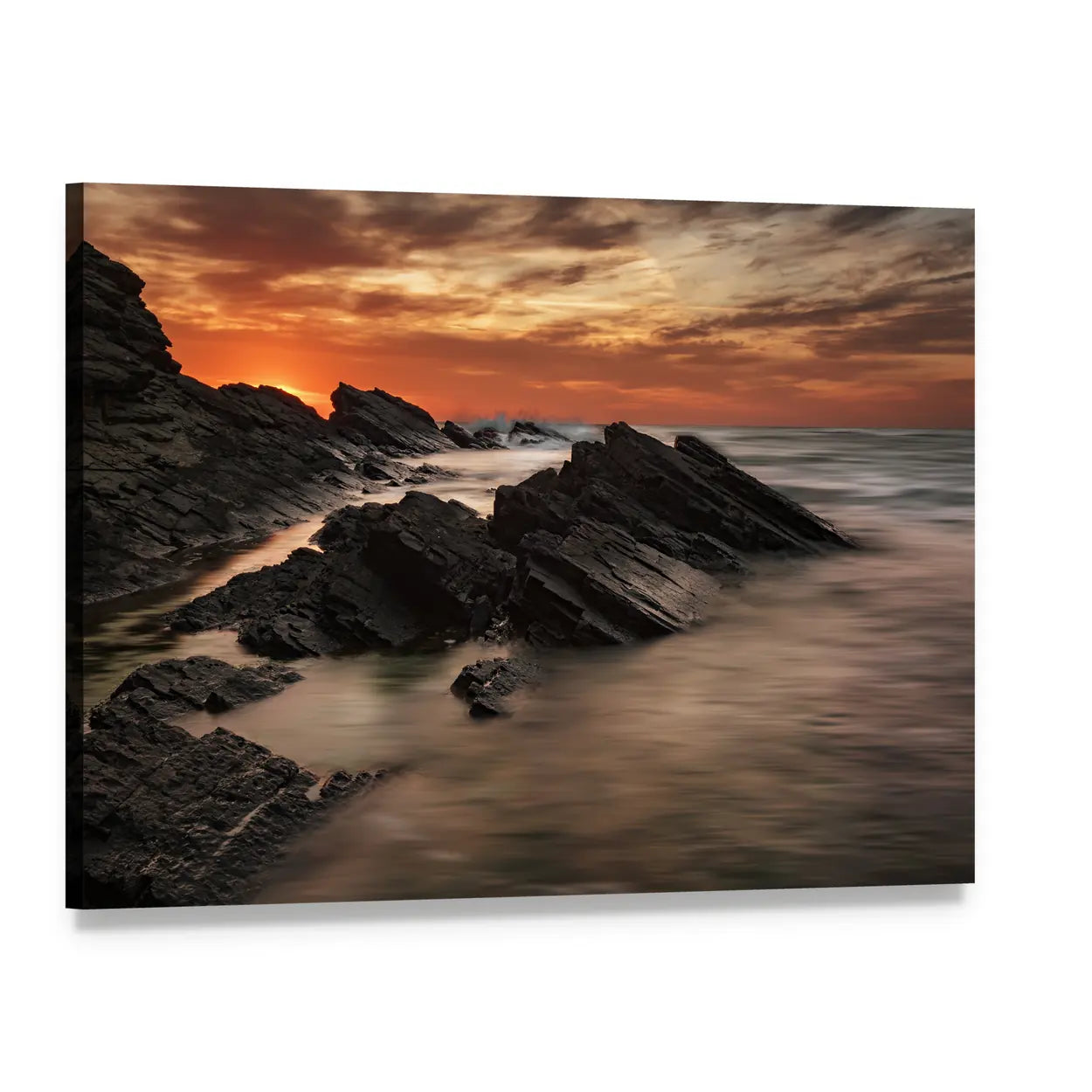Sinemorets Sunrise Over Rocky Coast Canvas Wall Art, single panel gallery wrapped canvas, angled product view