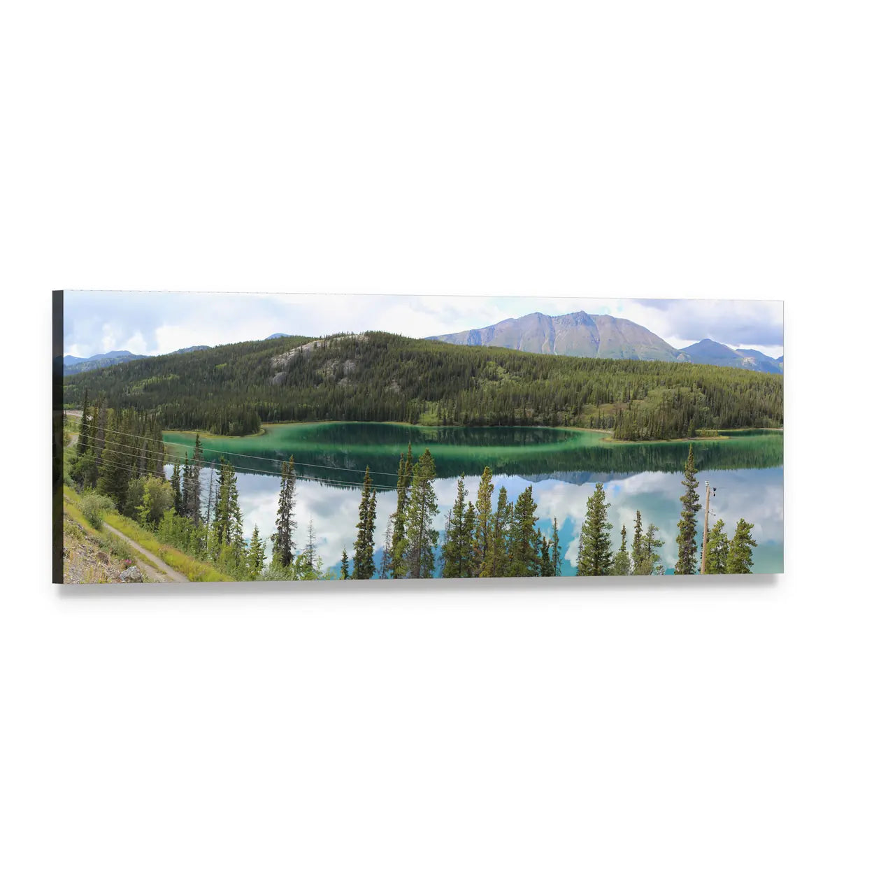 Emerald Lake, Canada Panoramic Canvas Wall Art, single panel gallery wrapped canvas, angled product view