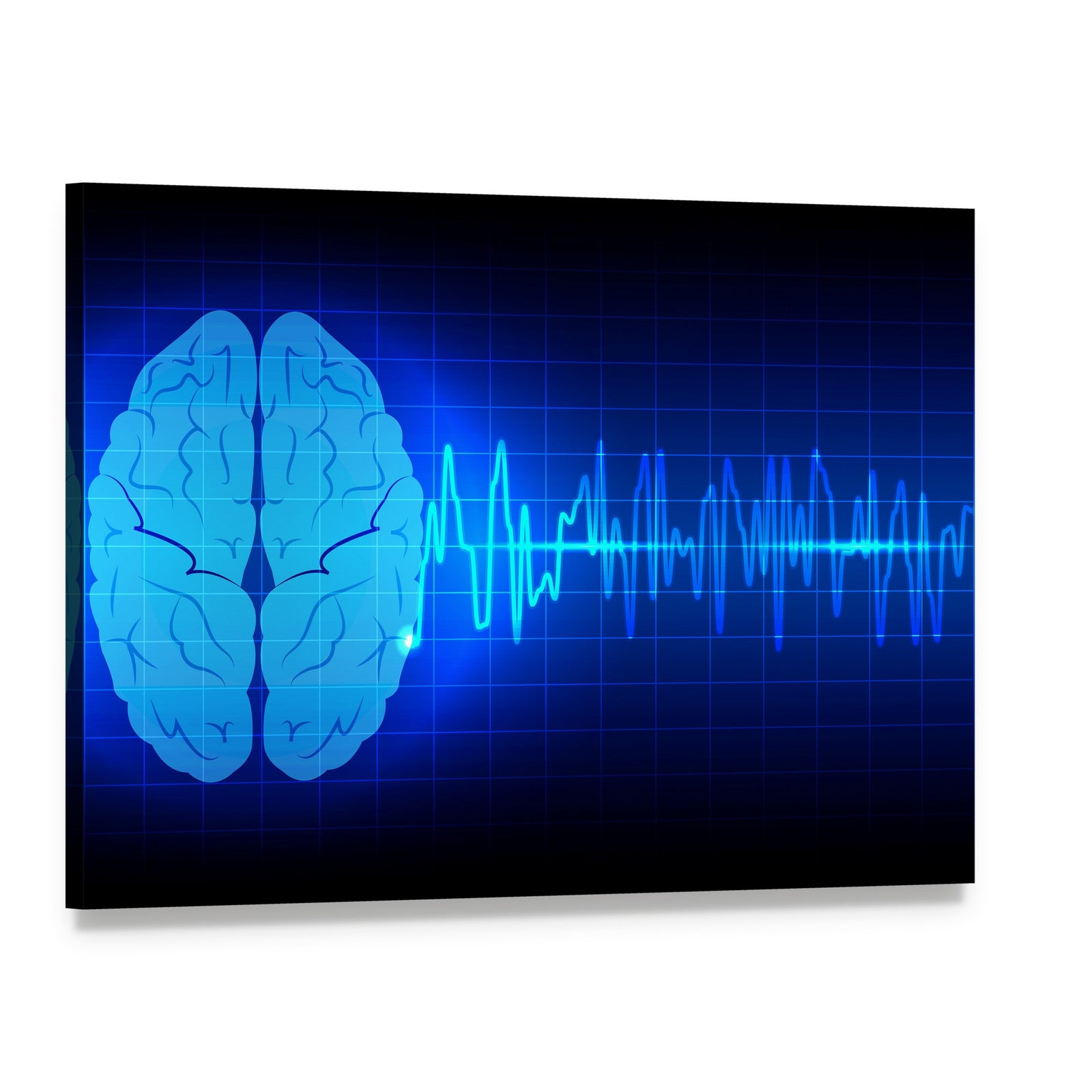 Brain Wave Concept with Waveform Overlay Canvas Wall Art, single panel gallery wrapped canvas, angled product view