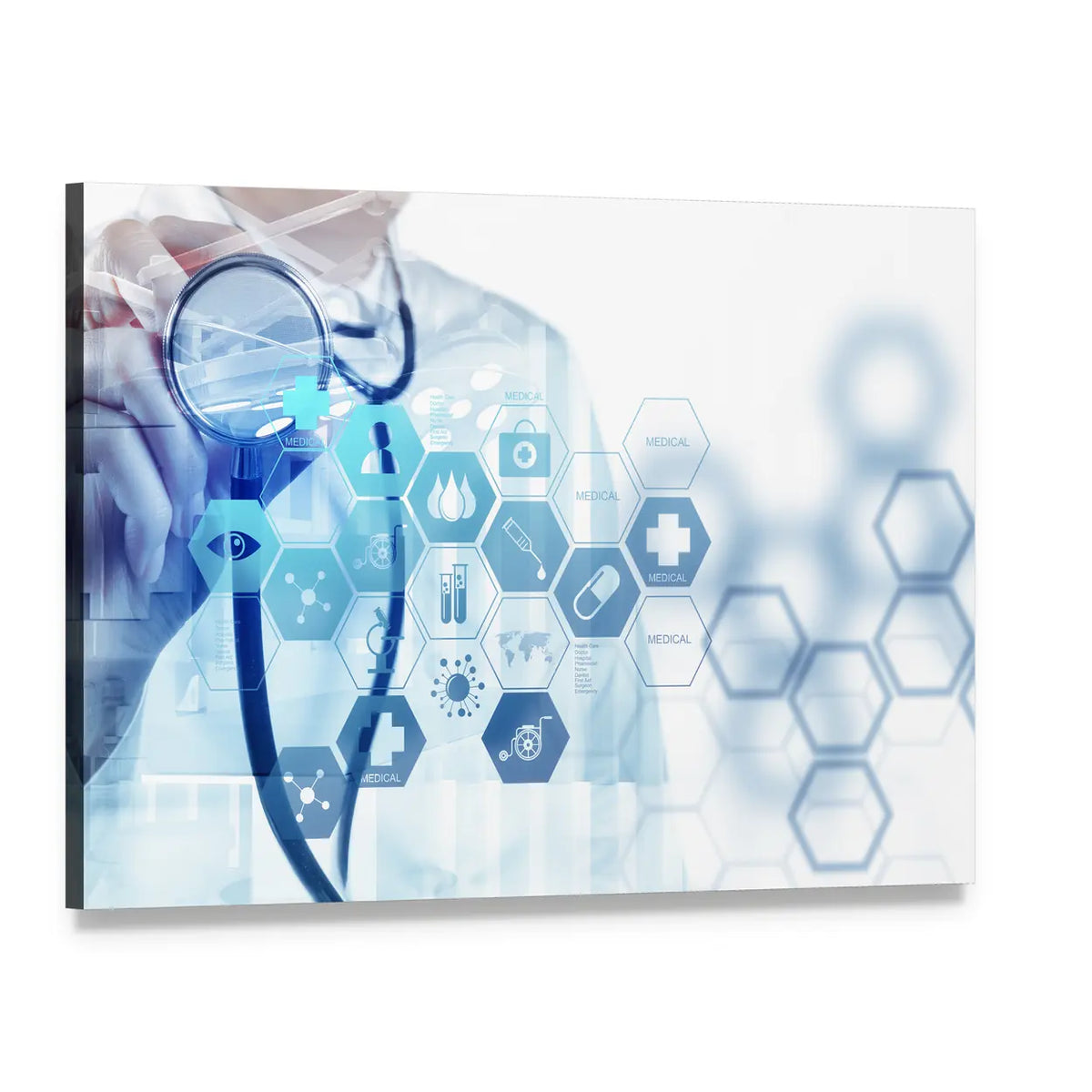 Smart Medical Doctor Digital Canvas Wall Art, single panel gallery wrapped canvas, angled product view
