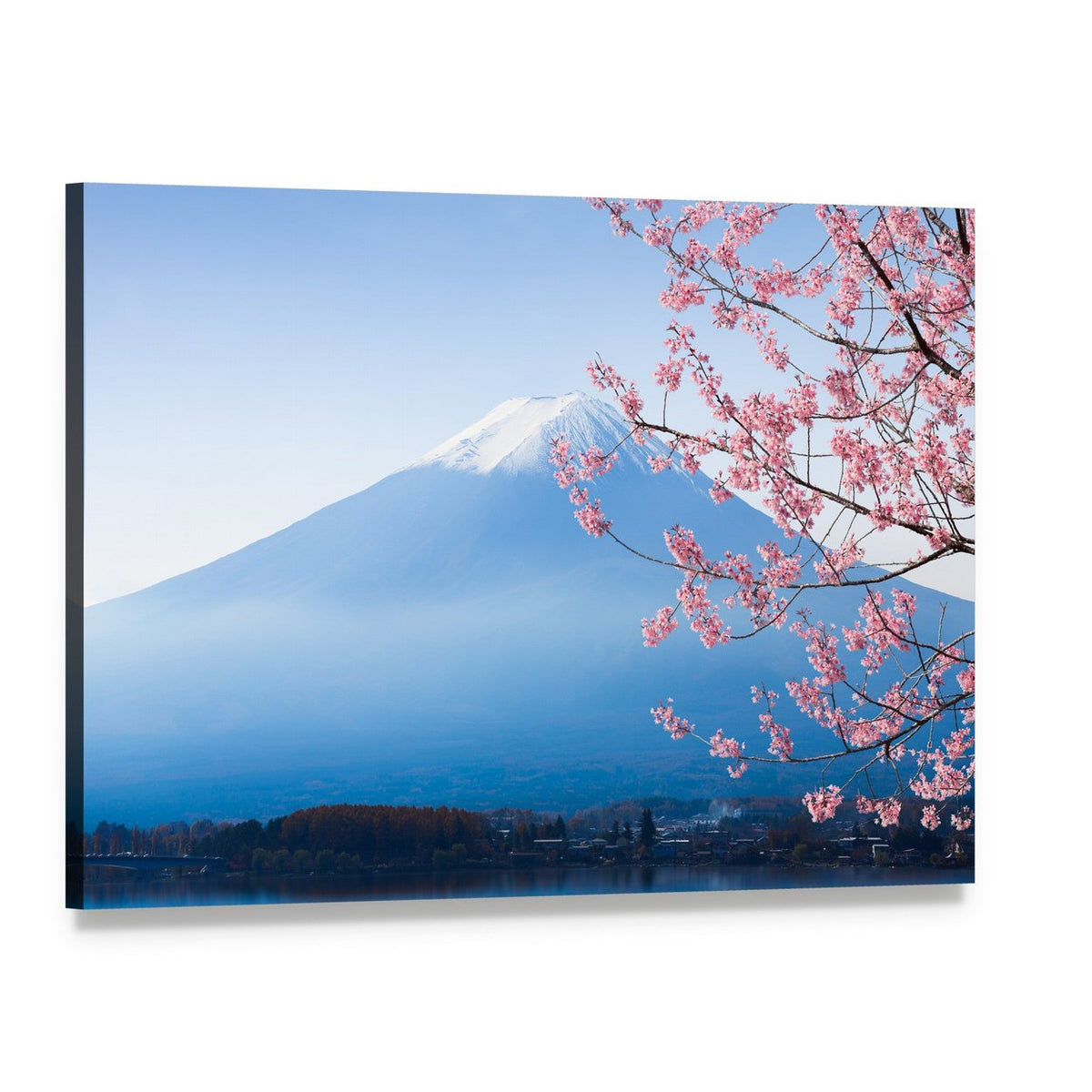Mount Fuji with Cherry Blossoms Canvas Wall Art, single panel gallery wrapped canvas, angled product view