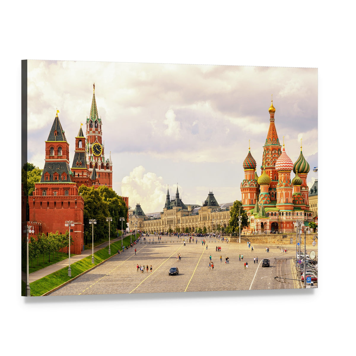 Kremlin and St. Basil's Cathedral, Moscow Canvas Wall Art, single panel gallery wrapped canvas, angled product view