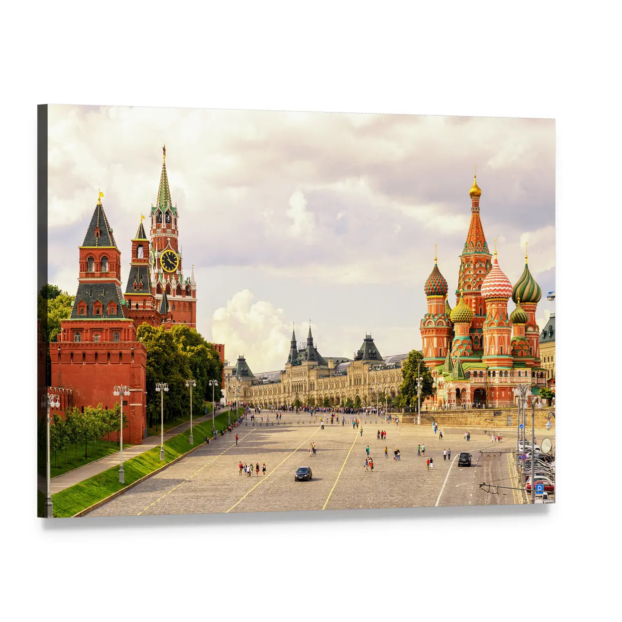 Kremlin and Saint Basil's Cathedral Canvas Wall Art, single panel gallery wrapped canvas, angled product view