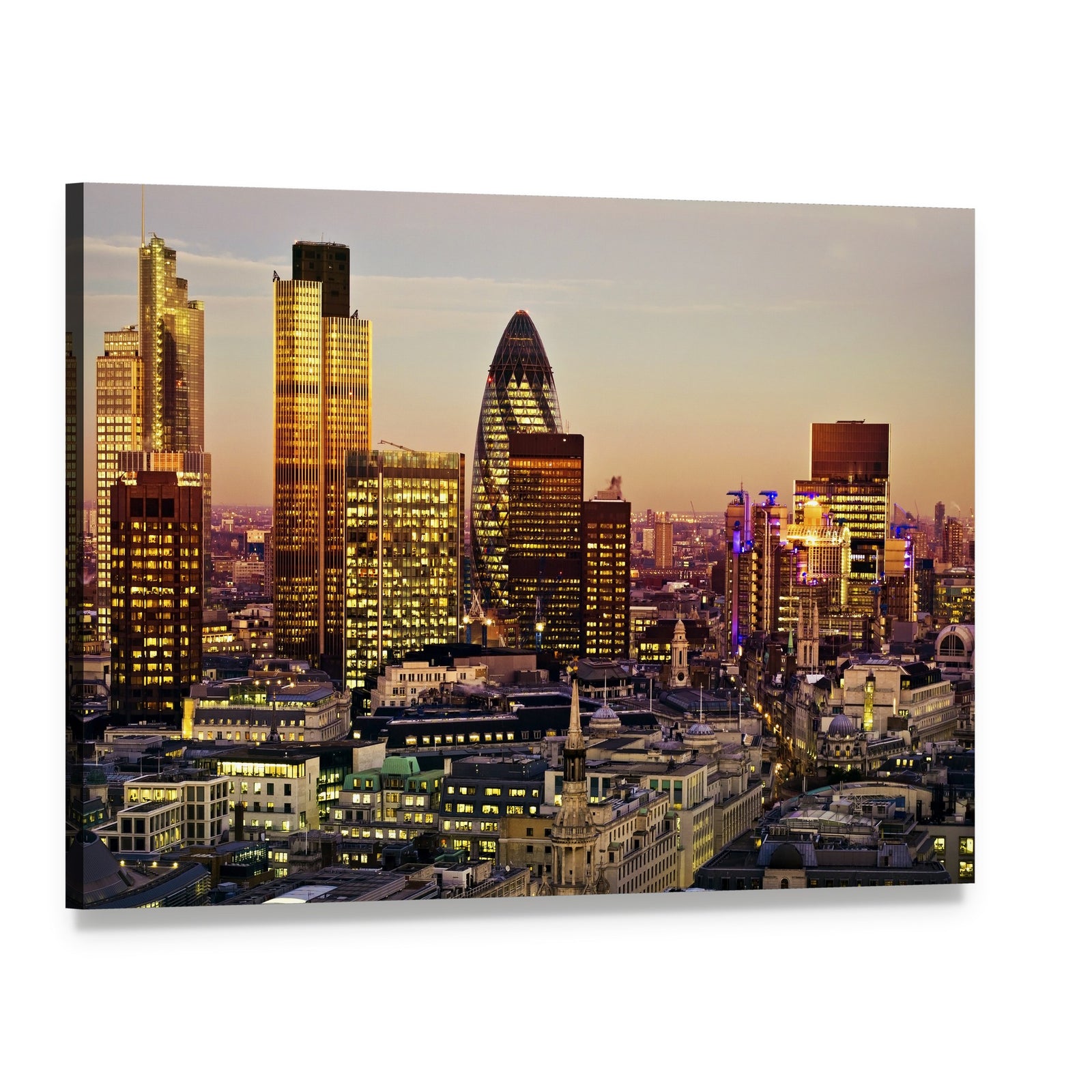 City of London Canvas Wall Art, single panel gallery wrapped canvas, angled product view