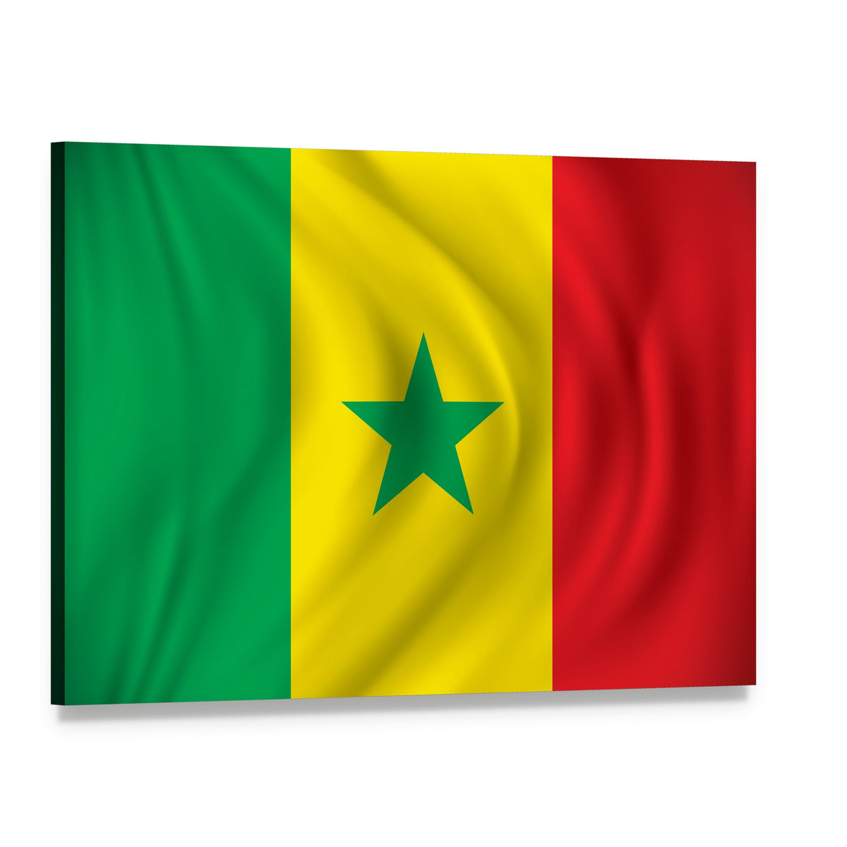 Senegal Flag with Central Green Star Canvas Wall Art, single panel gallery wrapped canvas, angled product view