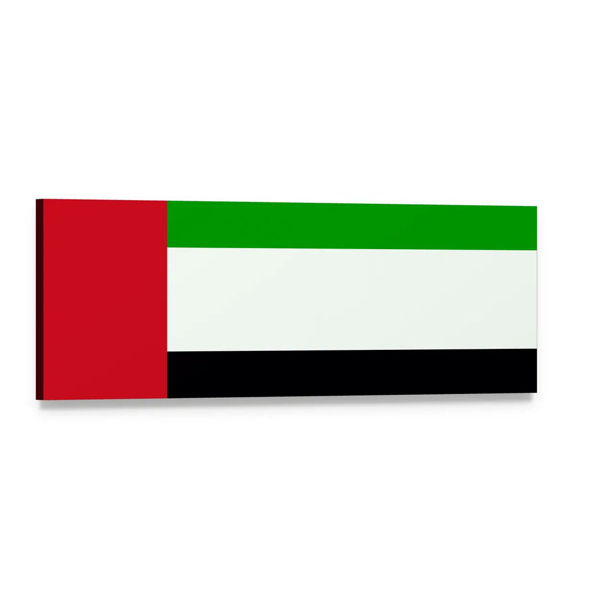 United Arab Emirates Flag Geometric Design Panoramic Canvas Wall Art, single panel gallery wrapped canvas, angled product view