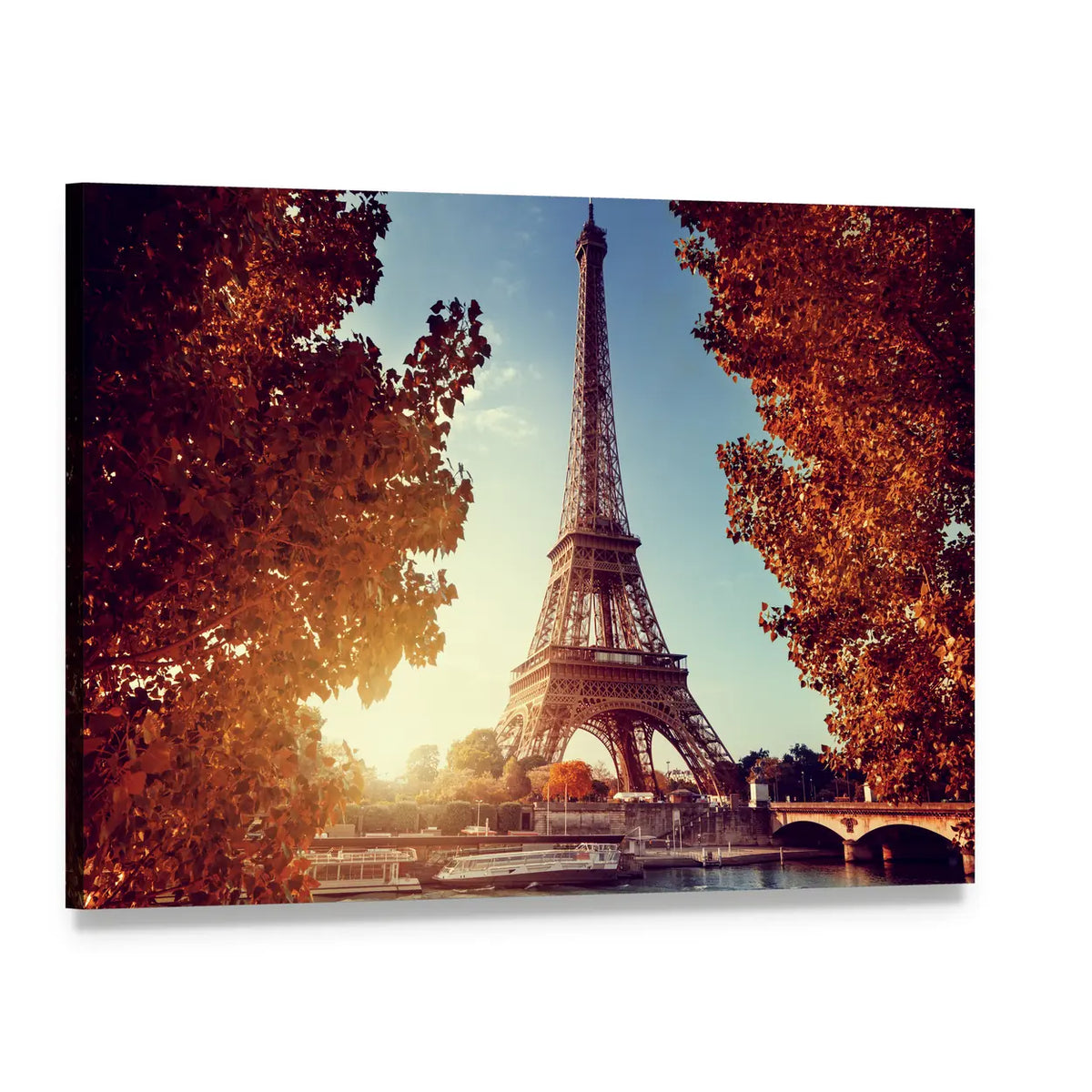 Eiffel Tower at Golden Hour Canvas Wall Art, single panel gallery wrapped canvas, angled product view