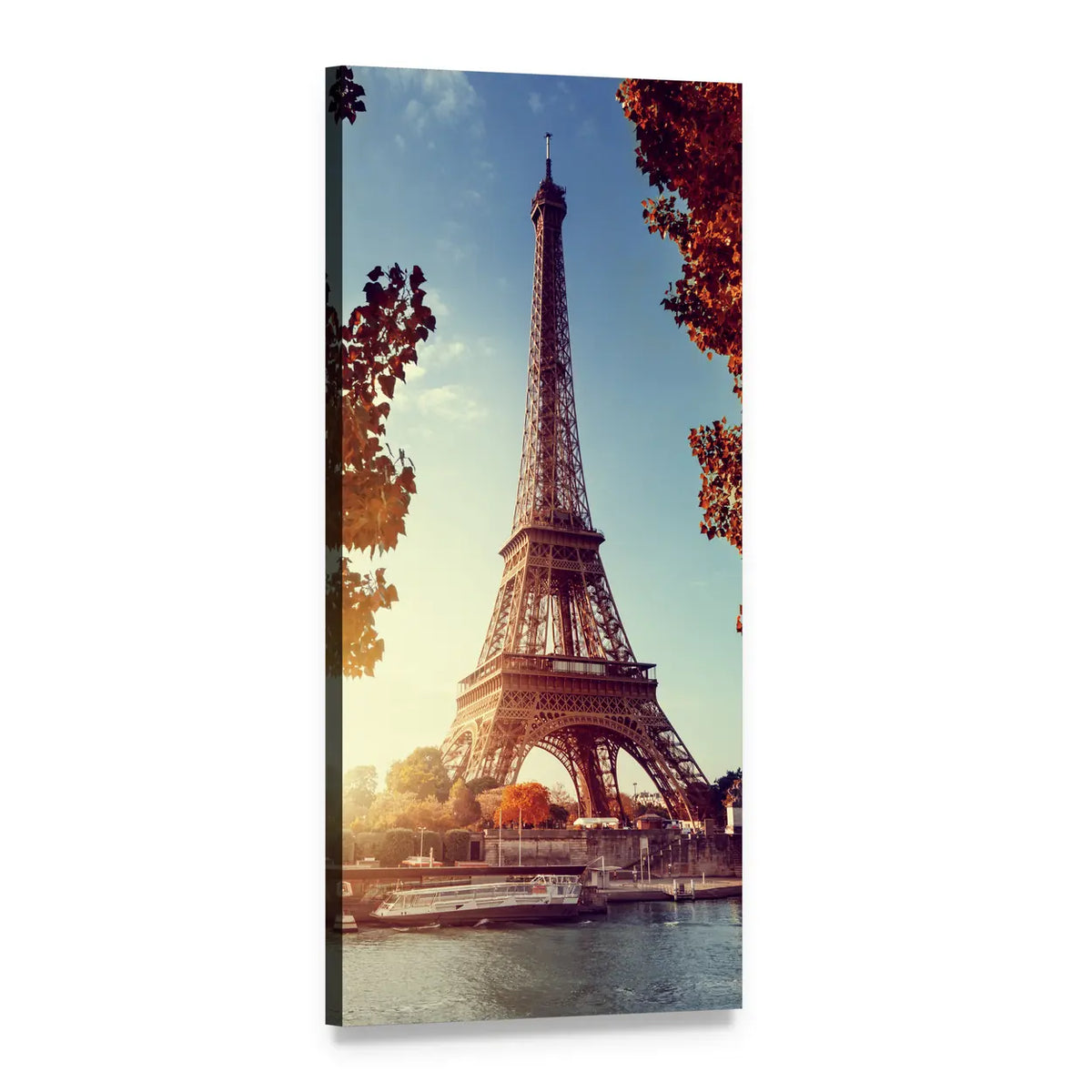 Eiffel Tower in Autumn Vertical Canvas Wall Art, 1 panel 1 Vertical layout gallery wrapped canvas set, angled product view