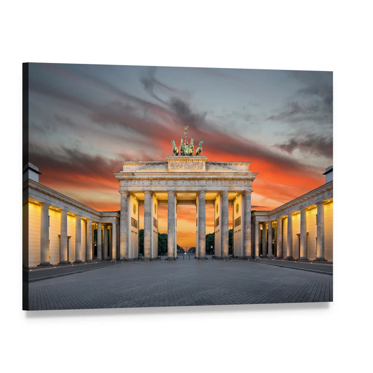 Brandenburg Gate at Dusk Canvas Wall Art, single panel gallery wrapped canvas, angled product view