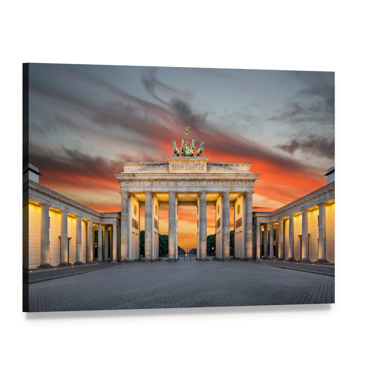 Brandenburg Gate at Dusk Canvas Wall Art, single panel gallery wrapped canvas, angled product view