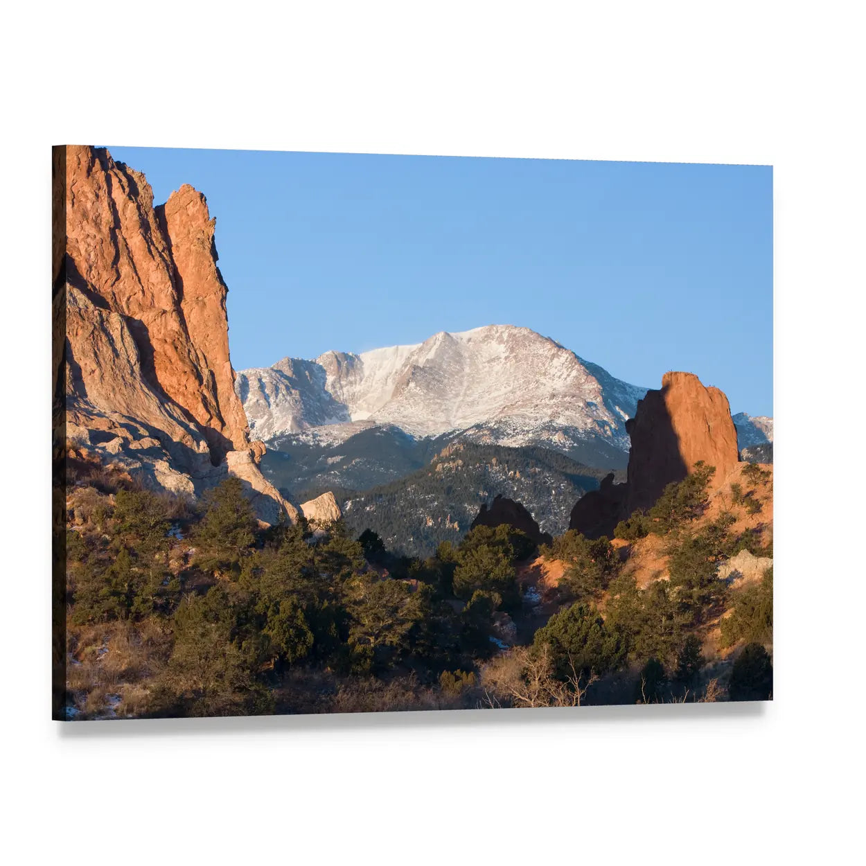Sunrise Over Pikes Peak Canvas Wall Art, single panel gallery wrapped canvas, angled product view