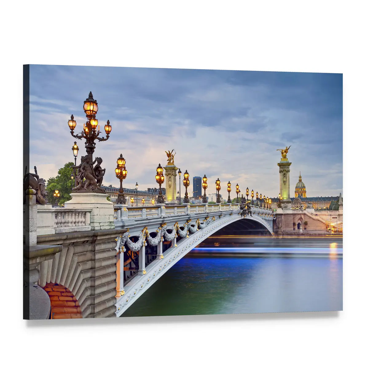 Pont Alexandre Iii at Twilight Canvas Wall Art, single panel gallery wrapped canvas, angled product view