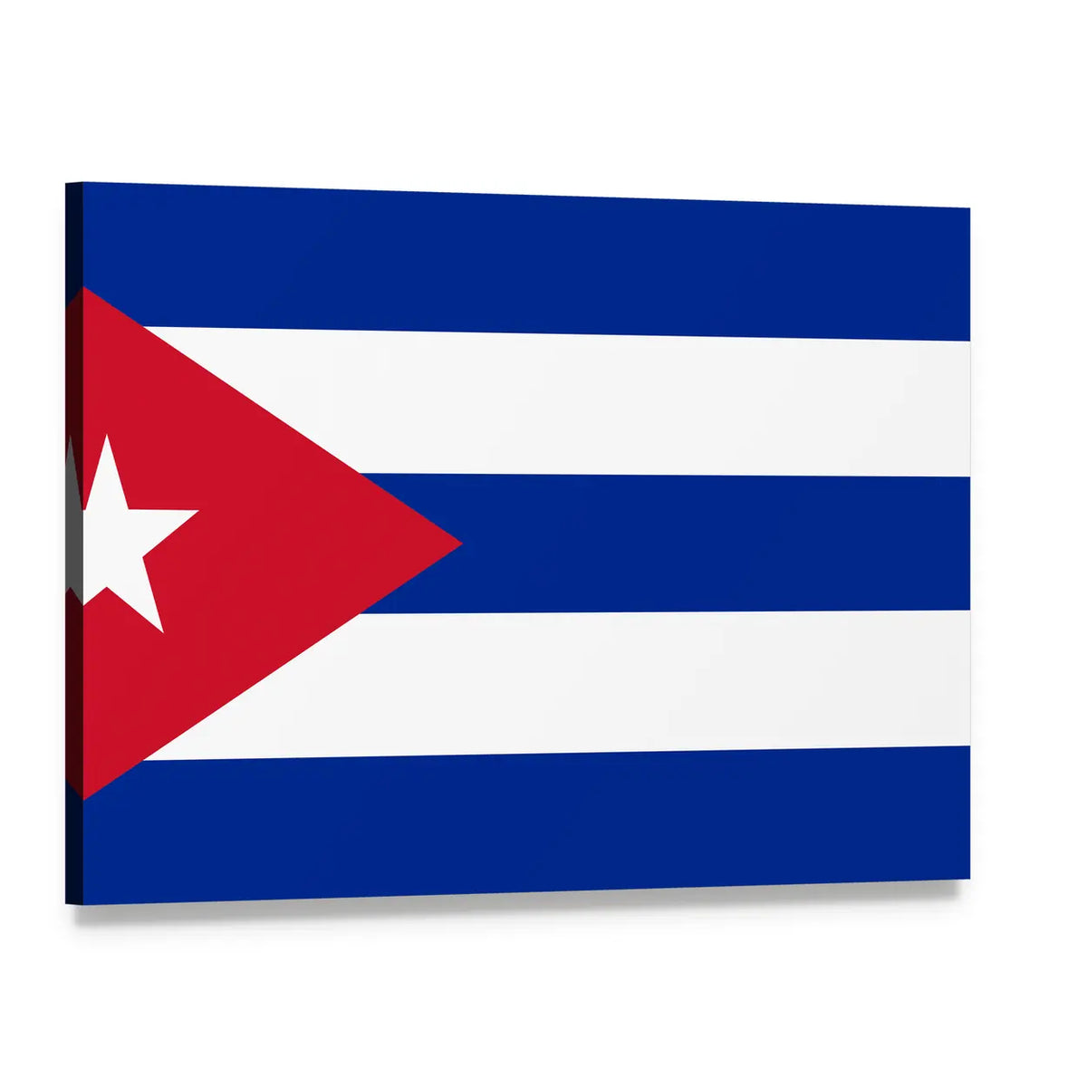 Cuban Flag with Red Triangle and White Star Canvas Wall Art, single panel gallery wrapped canvas, angled product view