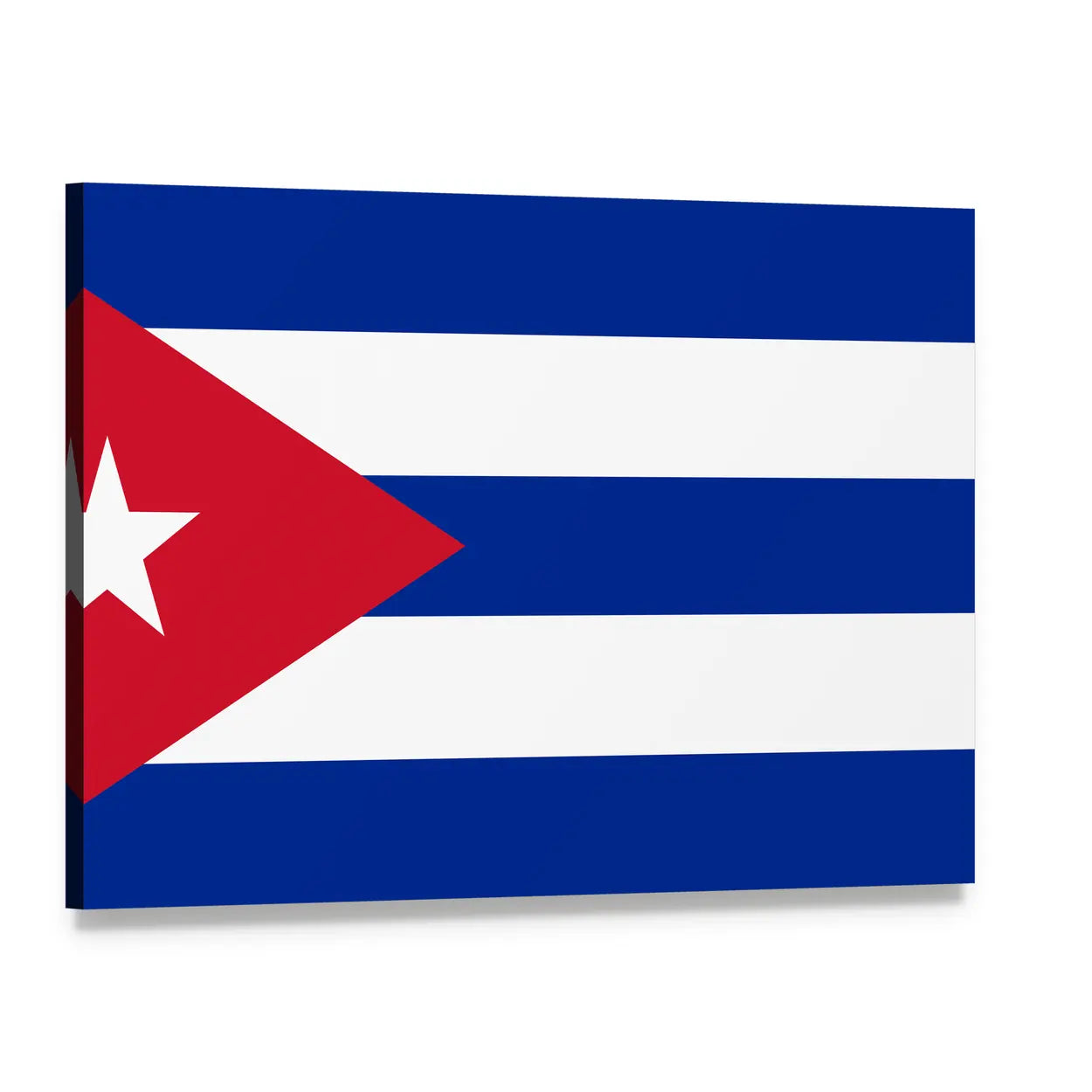Cuban Flag with Red Triangle and White Star Canvas Wall Art, single panel gallery wrapped canvas, angled product view