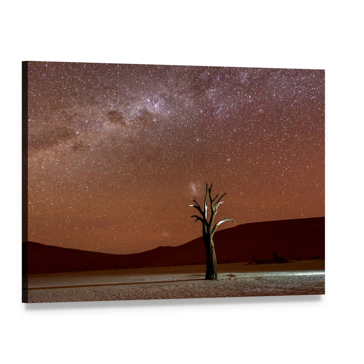 Dead Vlei at Dusk Canvas Wall Art, single panel gallery wrapped canvas, angled product view