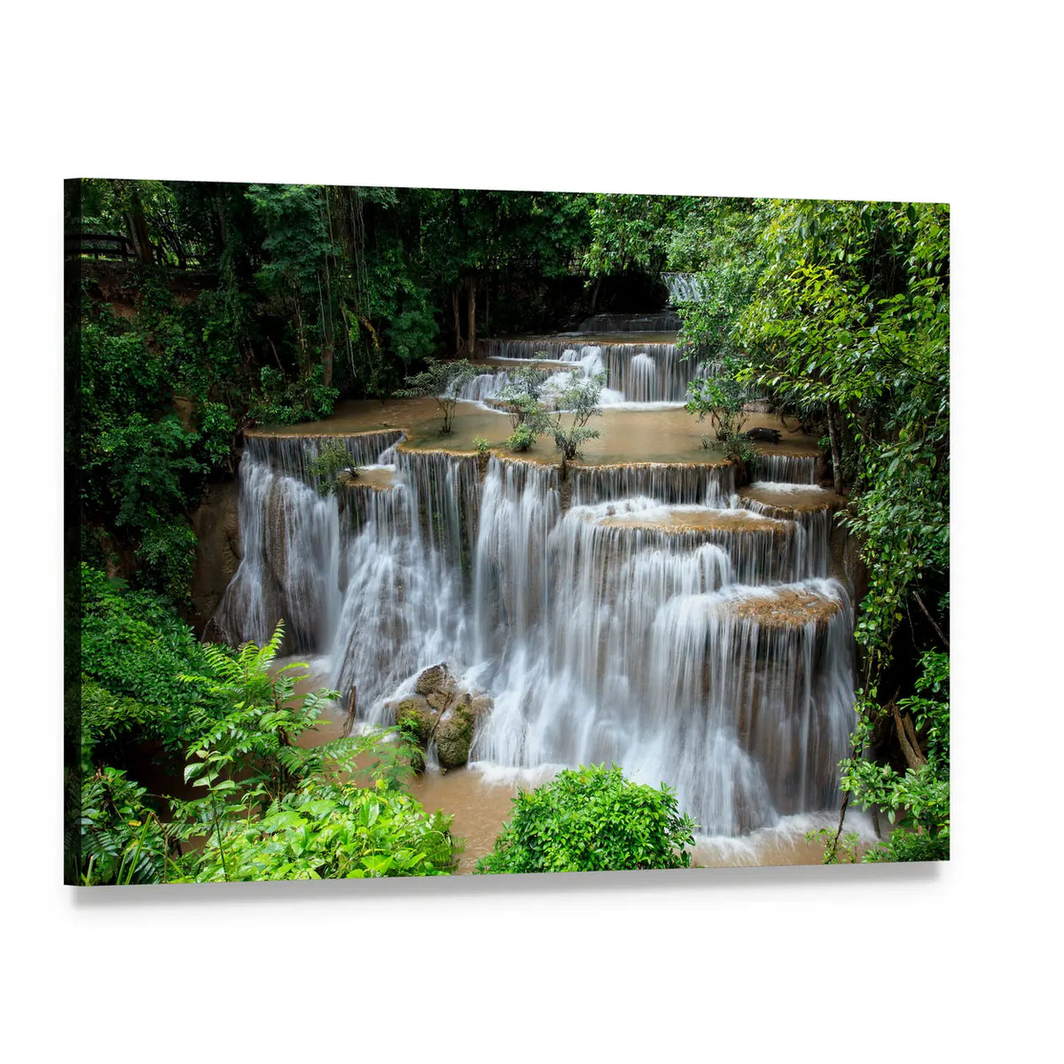 Huai Mae Khamin Waterfalls Canvas Wall Art, single panel gallery wrapped canvas, angled product view