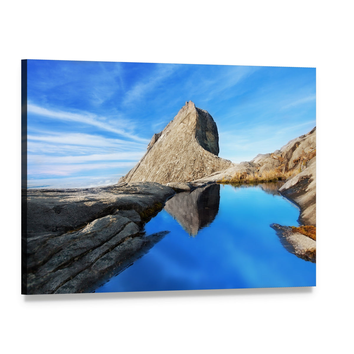 St John's Peak with Lake Reflection Canvas Wall Art, single panel gallery wrapped canvas, angled product view