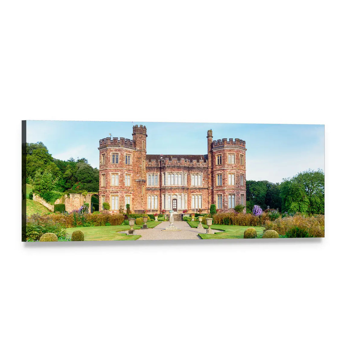 Mount Edgcumbe Manor House Panoramic Canvas Wall Art, single panel gallery wrapped canvas, angled product view