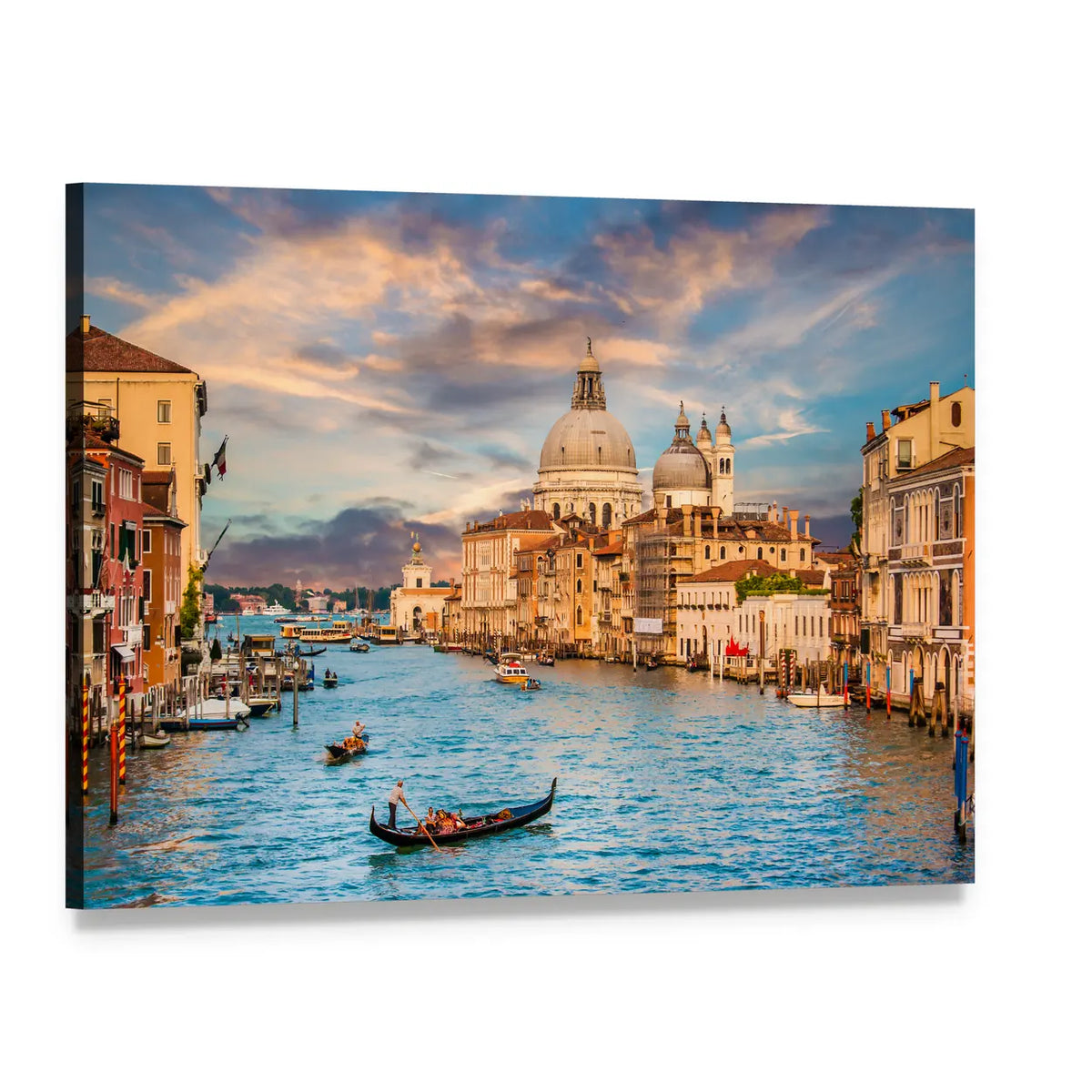 Gondola on the Grand Canal at Sunset Canvas Wall Art, single panel gallery wrapped canvas, angled product view