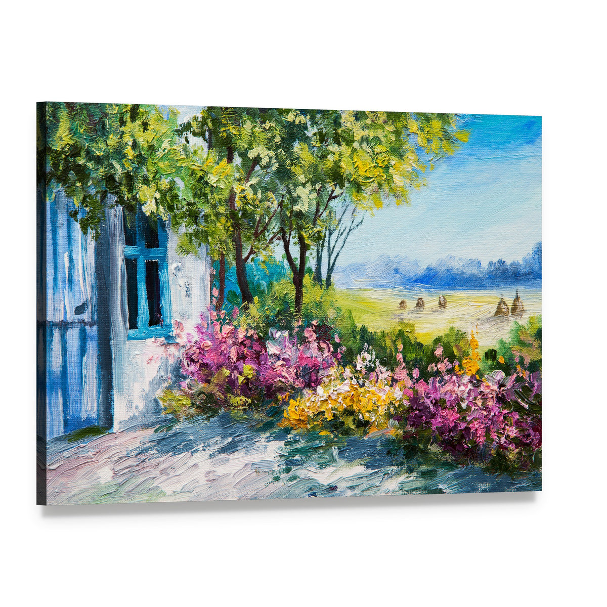 Garden Near the House Canvas Wall Art, single panel gallery wrapped canvas, angled product view