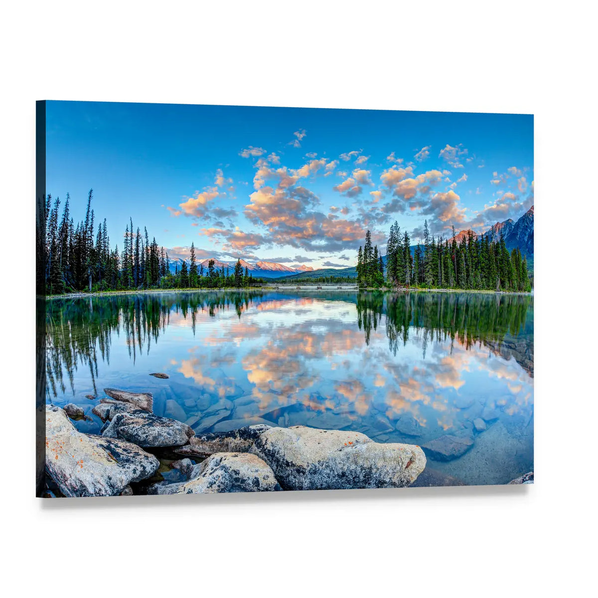 Pyramid Lake Reflections at Golden Hour Canvas Wall Art, single panel gallery wrapped canvas, angled product view