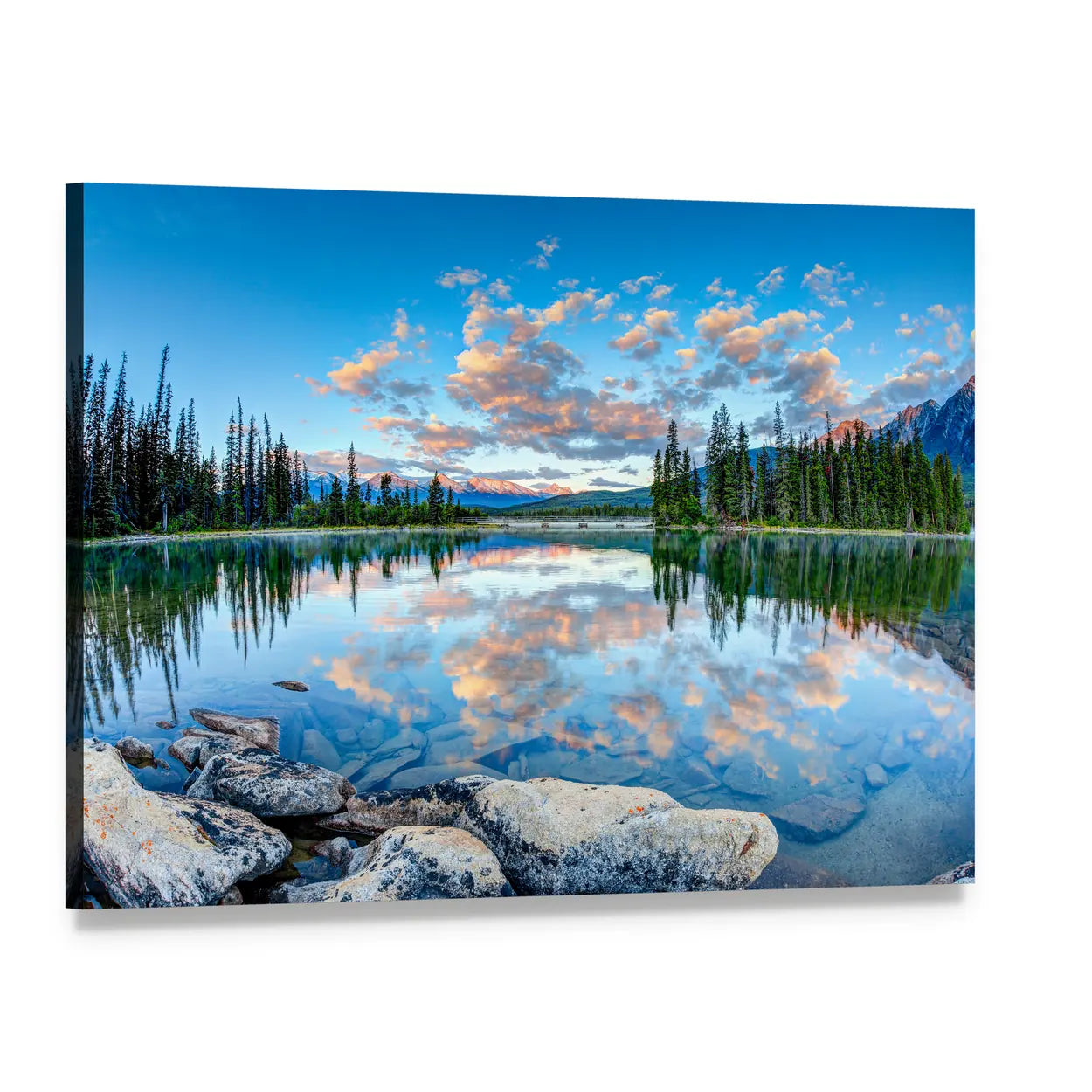 Pyramid Lake Reflections at Golden Hour Canvas Wall Art, single panel gallery wrapped canvas, angled product view