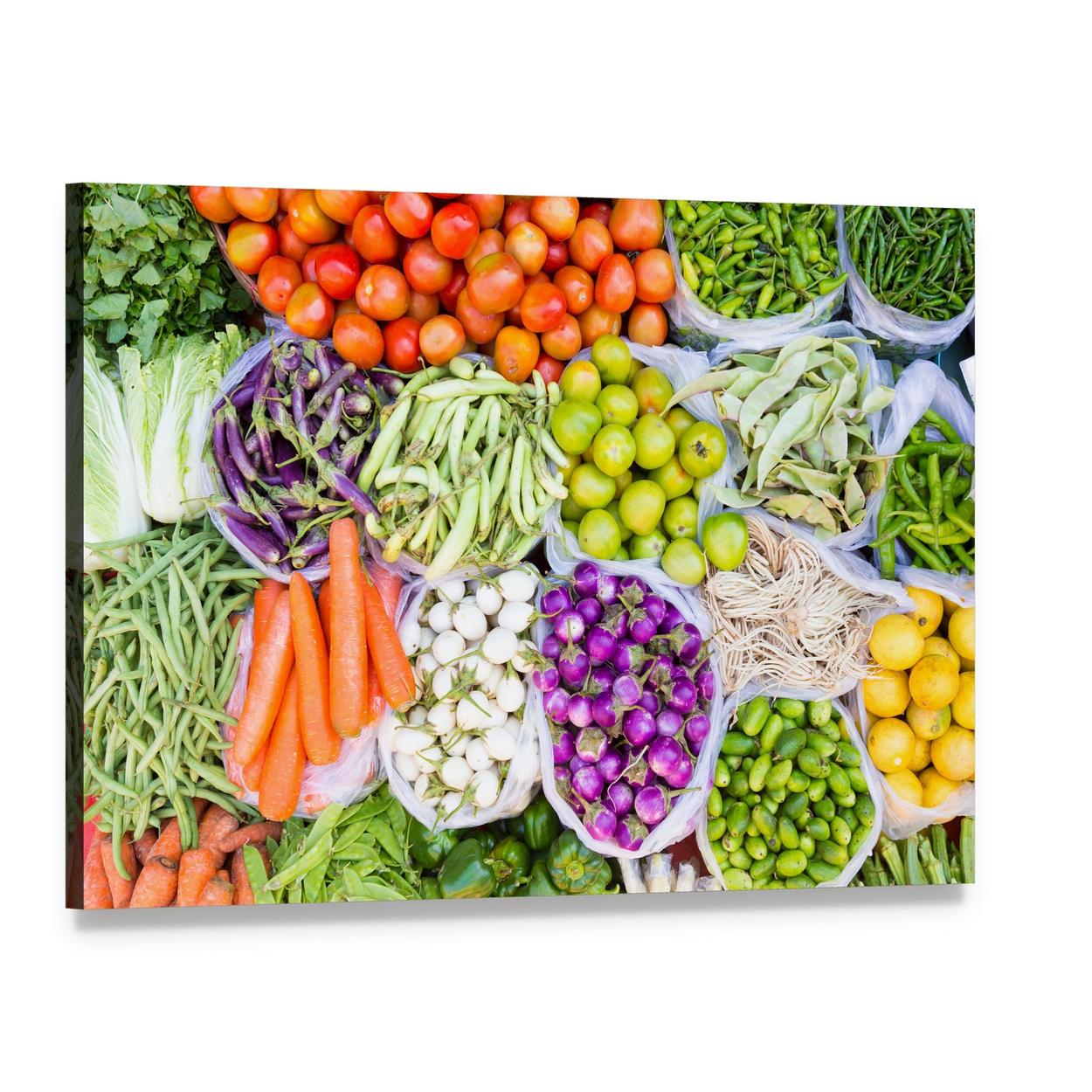 Fresh Vegetables Canvas Wall Art, single panel gallery wrapped canvas, angled product view