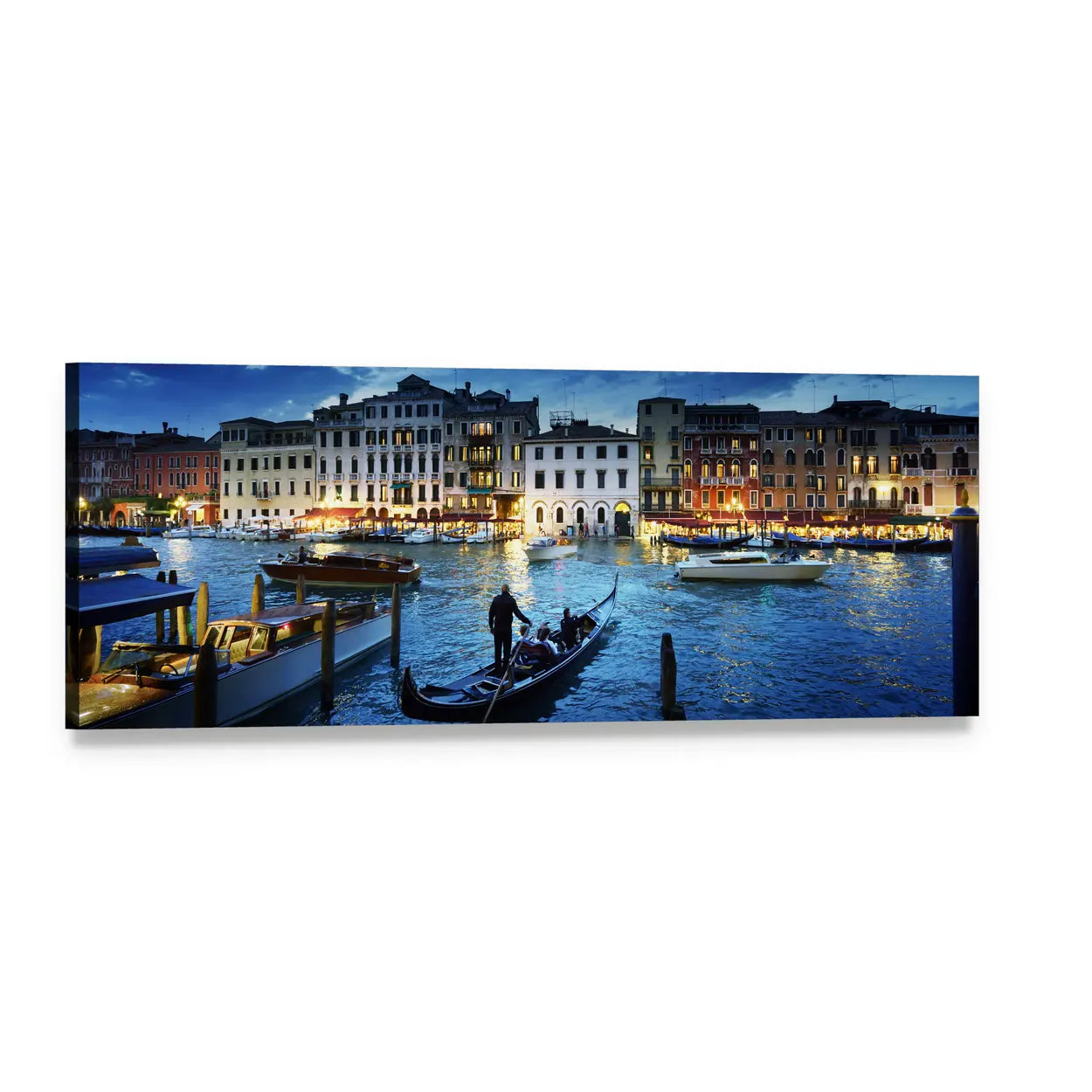 Grand Canal at Sunset Panoramic Canvas Wall Art, single panel gallery wrapped canvas, angled product view