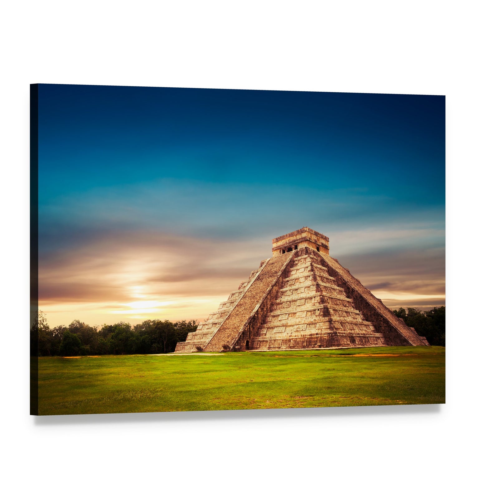 Temple of Kukulkan, Chichen Itza Canvas Wall Art, single panel gallery wrapped canvas, angled product view