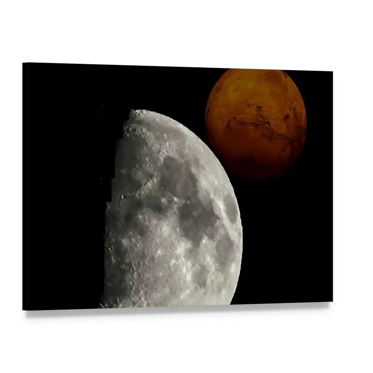 View of Mars from Moon Canvas Wall Art, single panel gallery wrapped canvas, angled product view