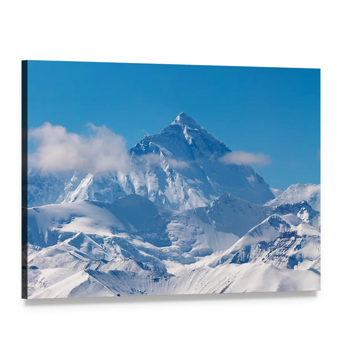 Mount Everest Snow Peaks Canvas Wall Art, single panel gallery wrapped canvas, angled product view