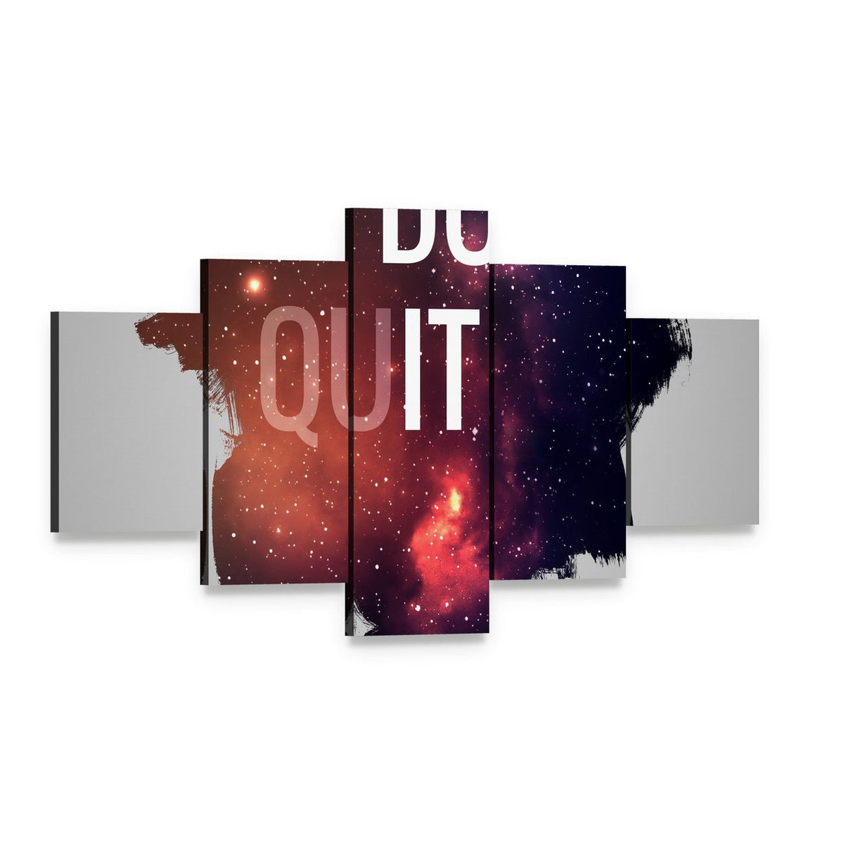 Don't Quit Motivational Quote Canvas Wall Art, 5 panel 5 Star layout gallery wrapped canvas set, angled product view