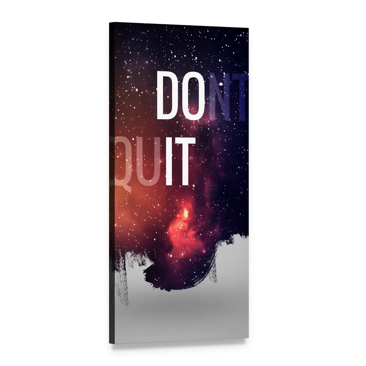 Don't Quit Motivational Nebula Typography Vertical Canvas Wall Art, 1 panel 1 Vertical layout gallery wrapped canvas set, angled product view