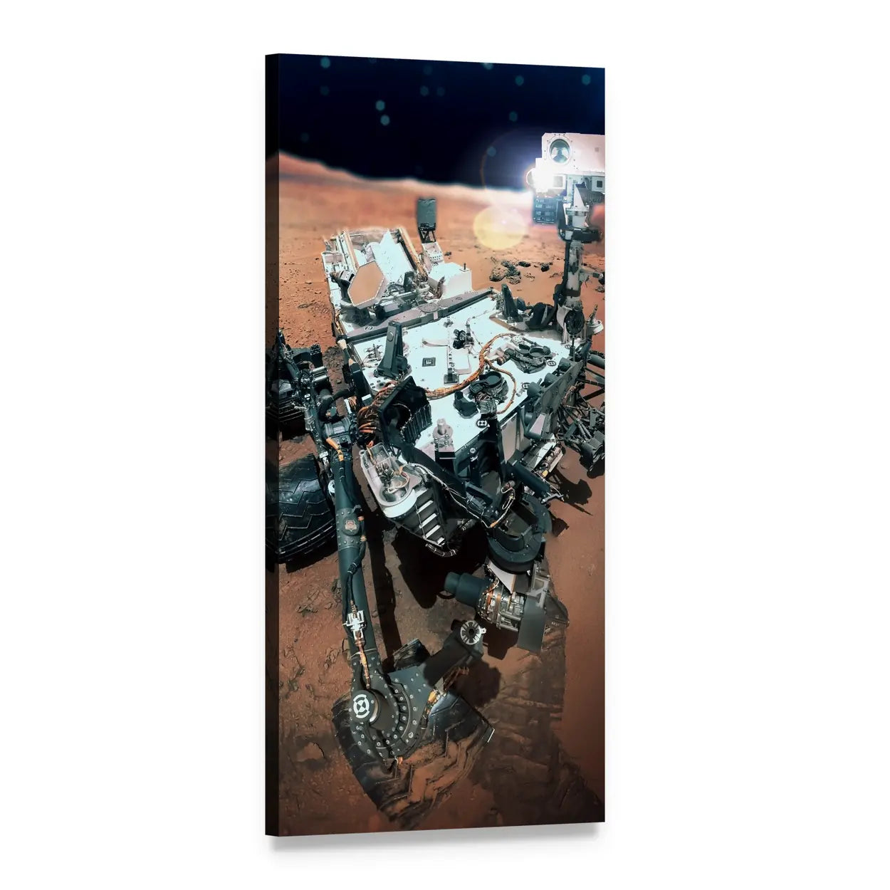 Mars Rover on Martian Surface Vertical Canvas Wall Art, 1 panel 1 Vertical layout gallery wrapped canvas set, angled product view