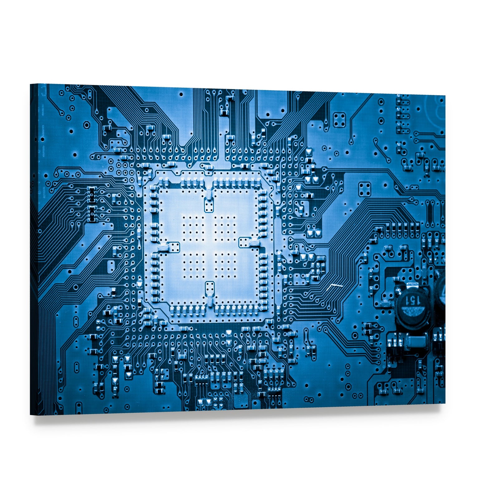 Microscopic Circuit Board Canvas Wall Art, single panel gallery wrapped canvas, angled product view