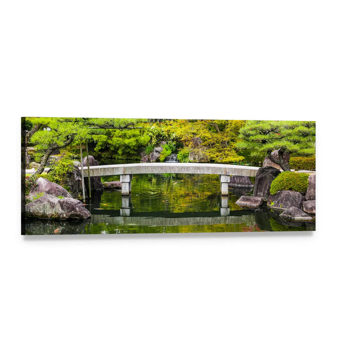 Zen Garden in Japan Panoramic Canvas Wall Art, single panel gallery wrapped canvas, angled product view