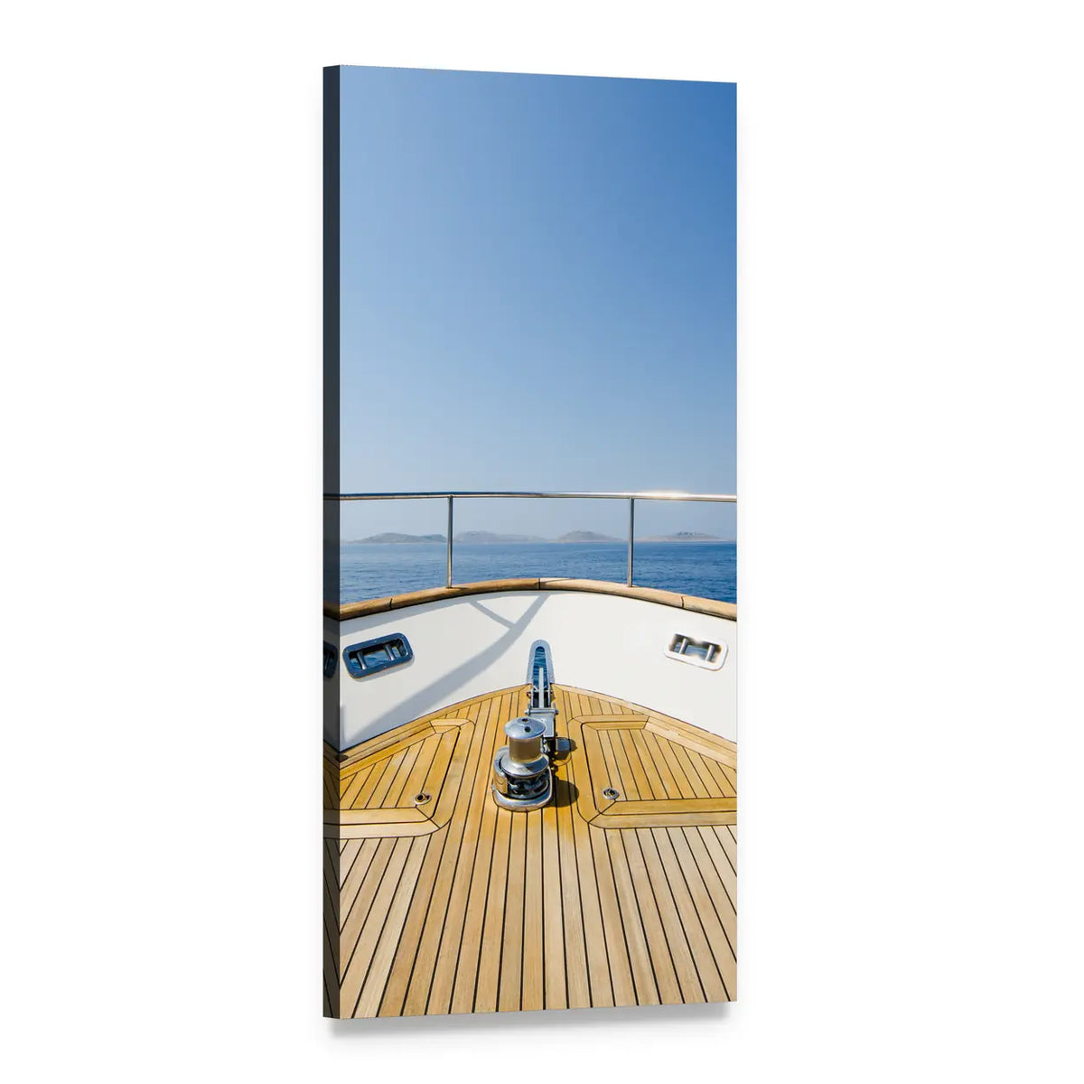 Yacht Bow on Teak Deck Vertical Canvas Wall Art, 1 panel 1 Vertical layout gallery wrapped canvas set, angled product view