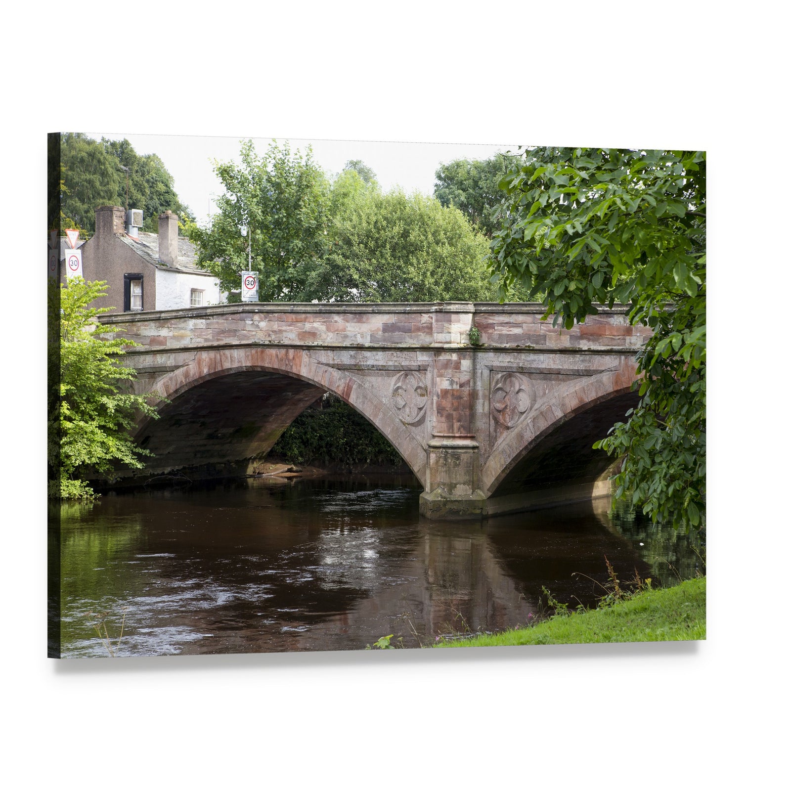 Ancient Stone Bridge Canvas Wall Art, single panel gallery wrapped canvas, angled product view