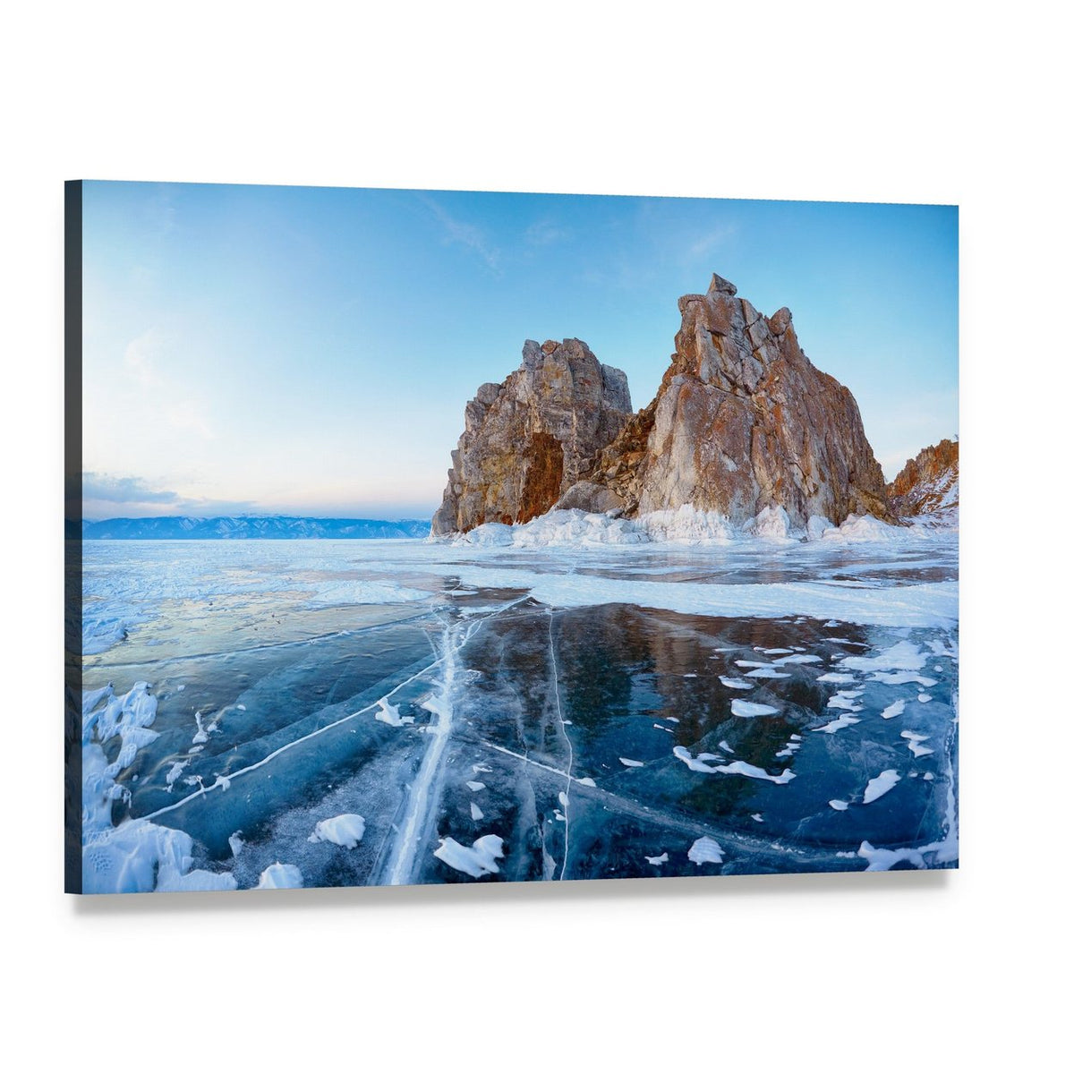 Mount Shamanka in Winter Canvas Wall Art, single panel gallery wrapped canvas, angled product view