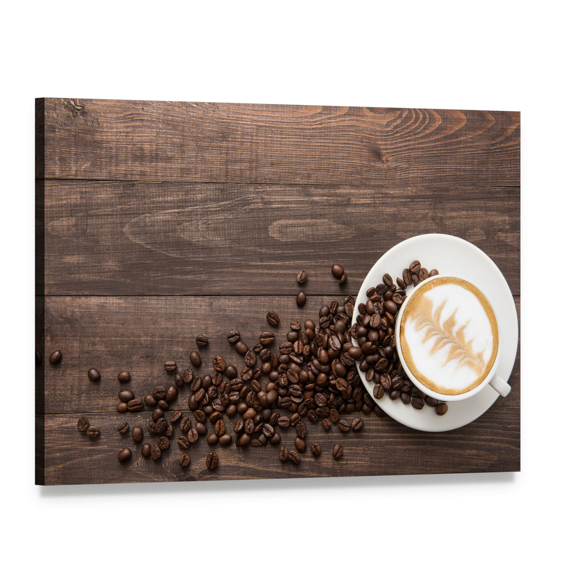 Coffee & Coffee Beans Canvas Wall Art, single panel gallery wrapped canvas, angled product view