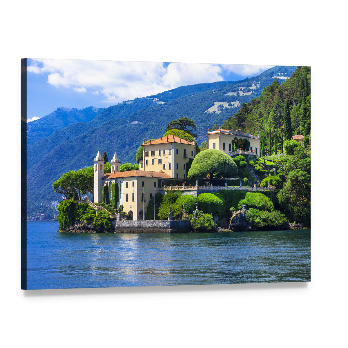 Villa Del Balbianello, Lake Como Canvas Wall Art, single panel gallery wrapped canvas, angled product view