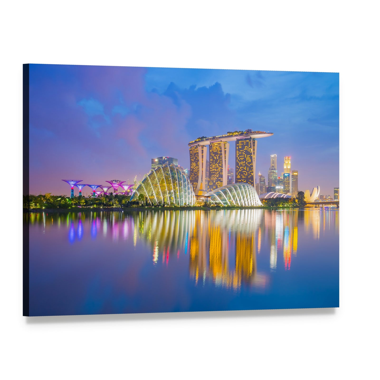 Singapore Skyline at Twilight Canvas Wall Art, single panel gallery wrapped canvas, angled product view