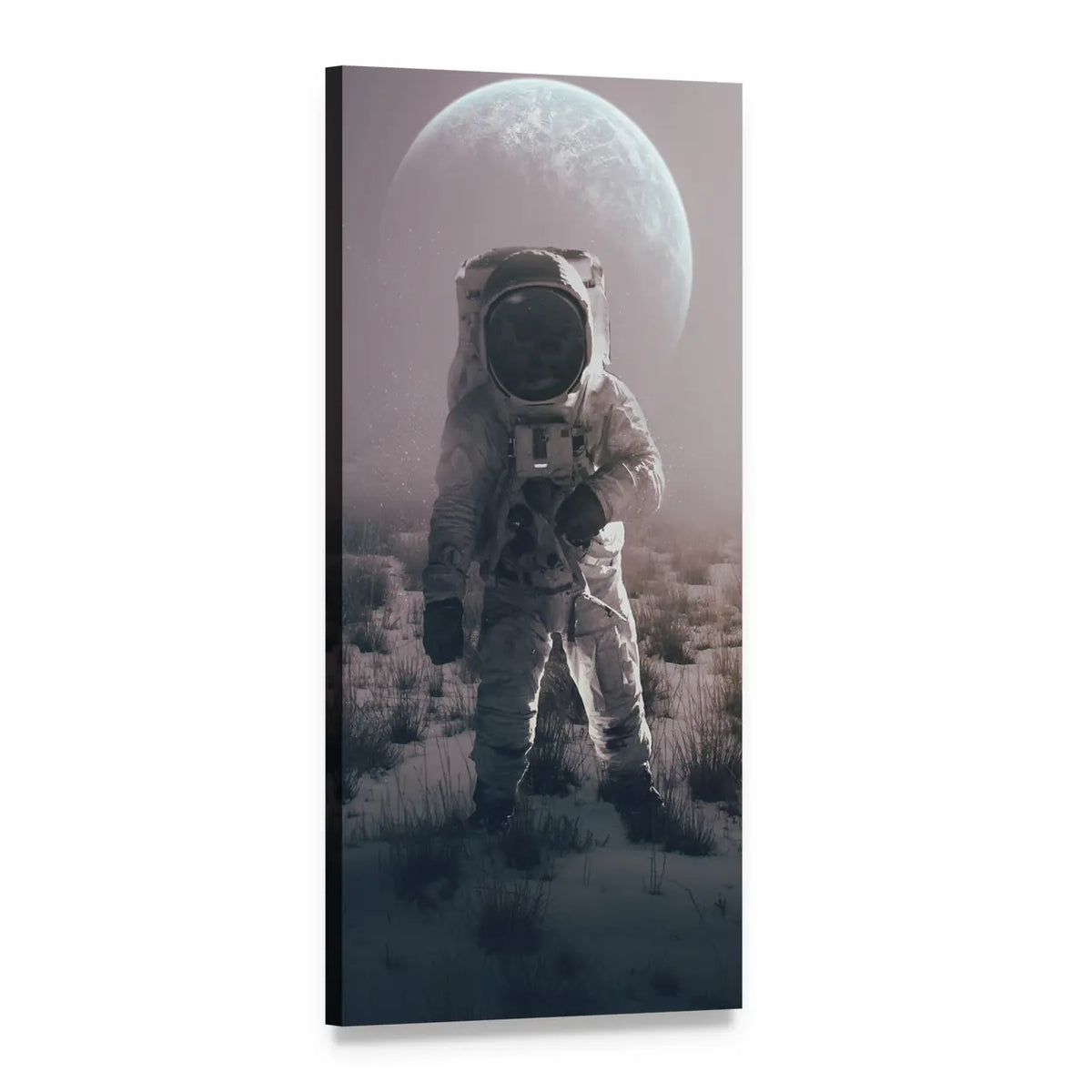 Astronaut on Alien Planet Vertical Canvas Wall Art, 1 panel 1 Vertical layout gallery wrapped canvas set, angled product view