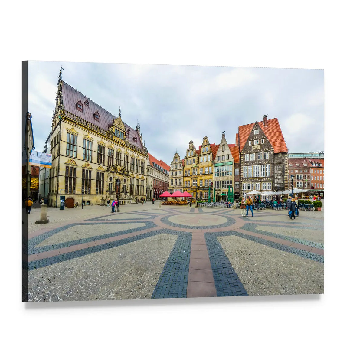 Ancient Bremen Market Canvas Wall Art, single panel gallery wrapped canvas, angled product view