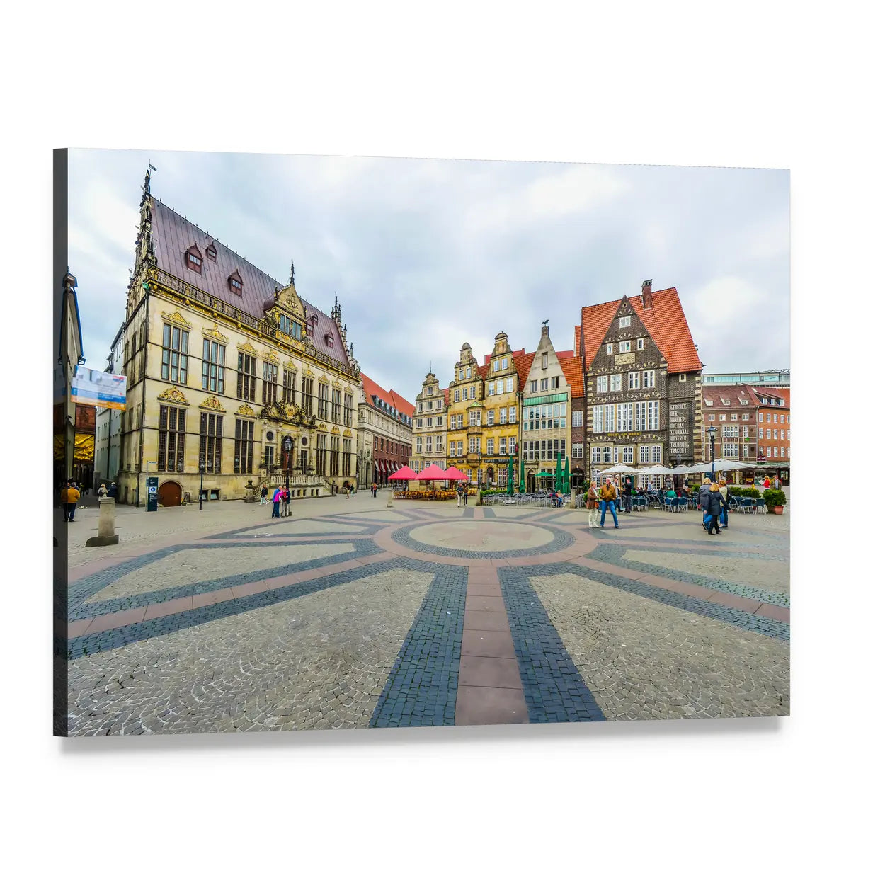Ancient Bremen Market Canvas Wall Art, single panel gallery wrapped canvas, angled product view